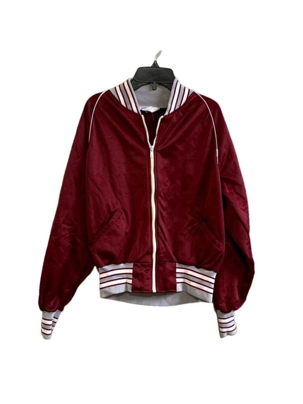 Vintage Bike by Southern Athletic Burgundy Satin ( Poly) Bomber Jacket, Size S